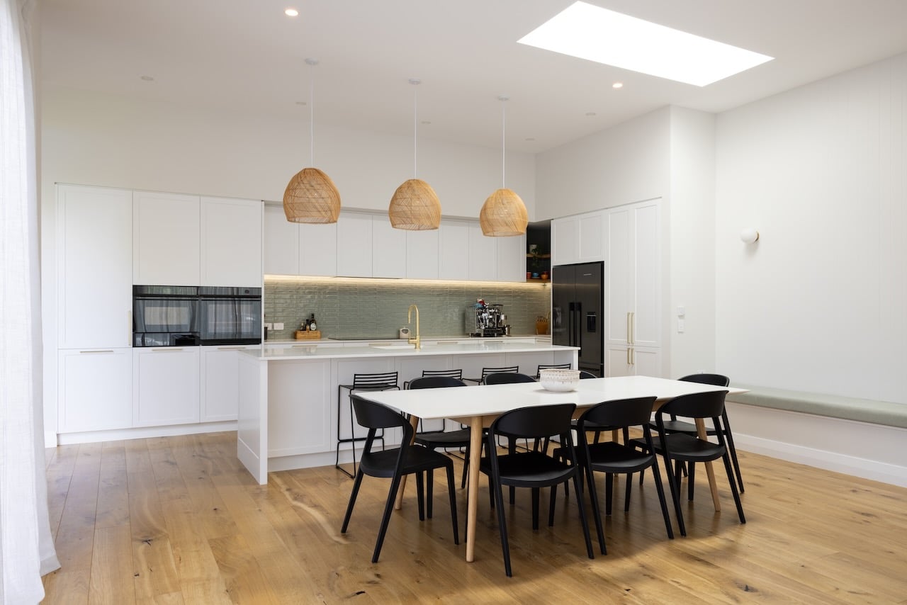 Natural Wood Flooring Oak in Open Kitchen - Distilled Collection