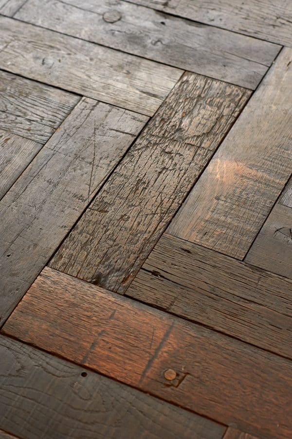 Wagon Back Herringbone Reclaimed French Oak Flooring