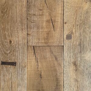 Heavy textured solid French oak timber flooring, thermally treated natural colouring