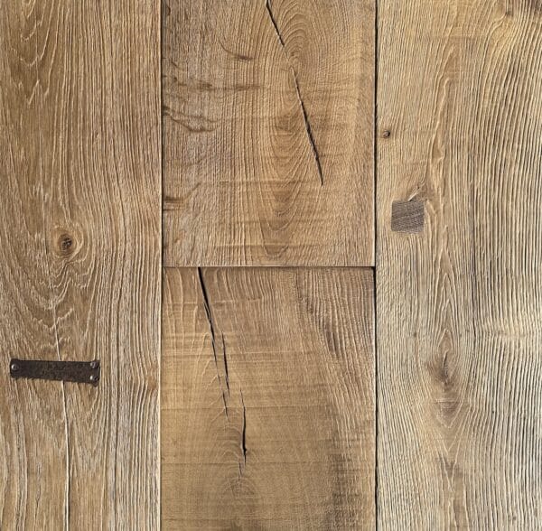 Heavy textured solid French oak timber flooring, thermally treated natural colouring