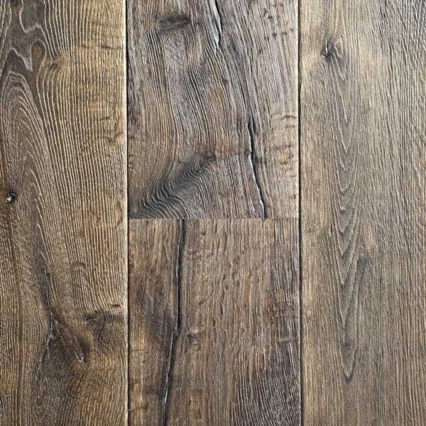 finely aged heat treated oak timber floor dark colour produced in Luxembourg Europe