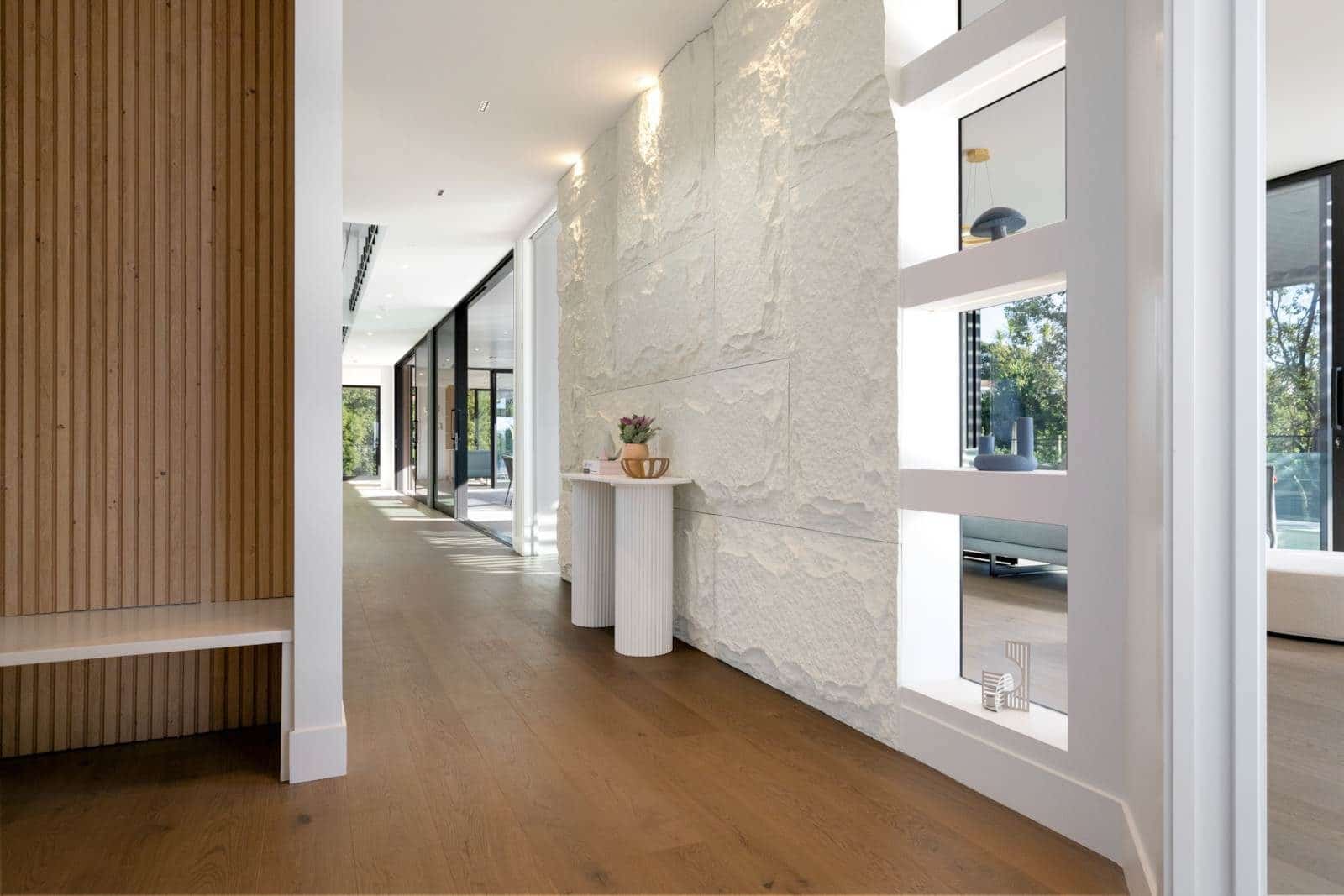 open plan Auckland home with European oak hardwood flooring