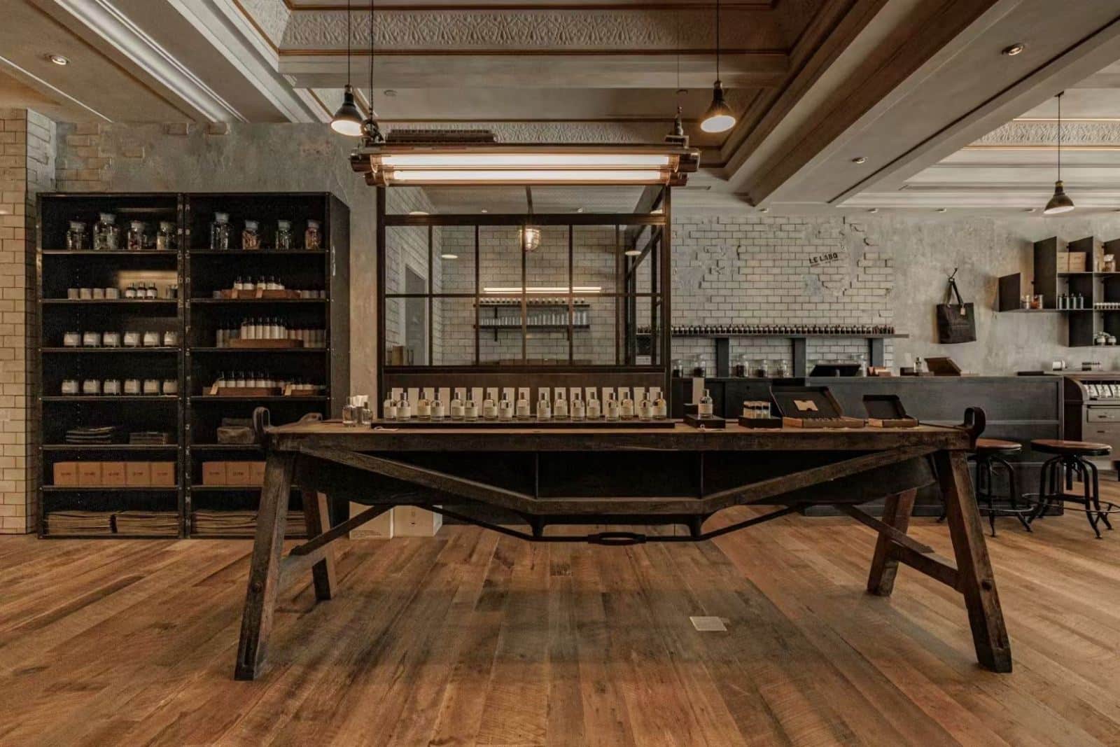 Reclaimed Timber Flooring in retail space at Peace Hotel