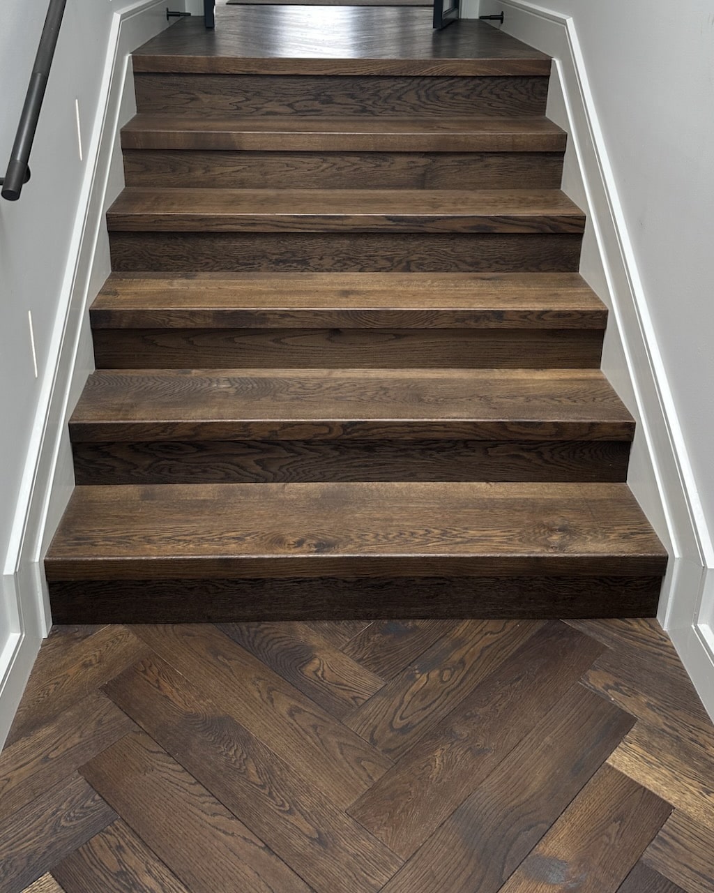 Engineered European oak timber stairs with closed risers in New Zealand home