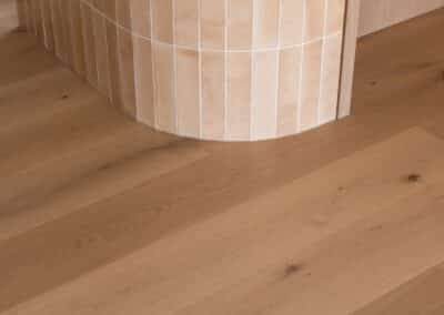 Close up of Bordeaux European oak timber flooring showing natural grain