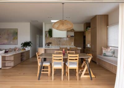 Bordeaux European oak timber flooring in Auckland kitchen and dining area