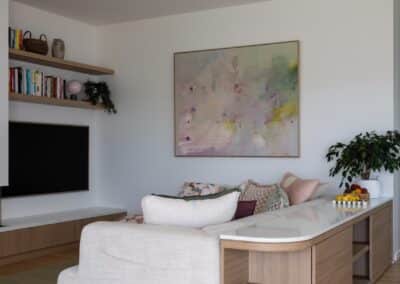 Living room with Bordeaux European oak timber flooring in Auckland home