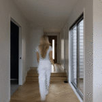 Bordeaux oak herringbone flooring running through hallway in Westmere home