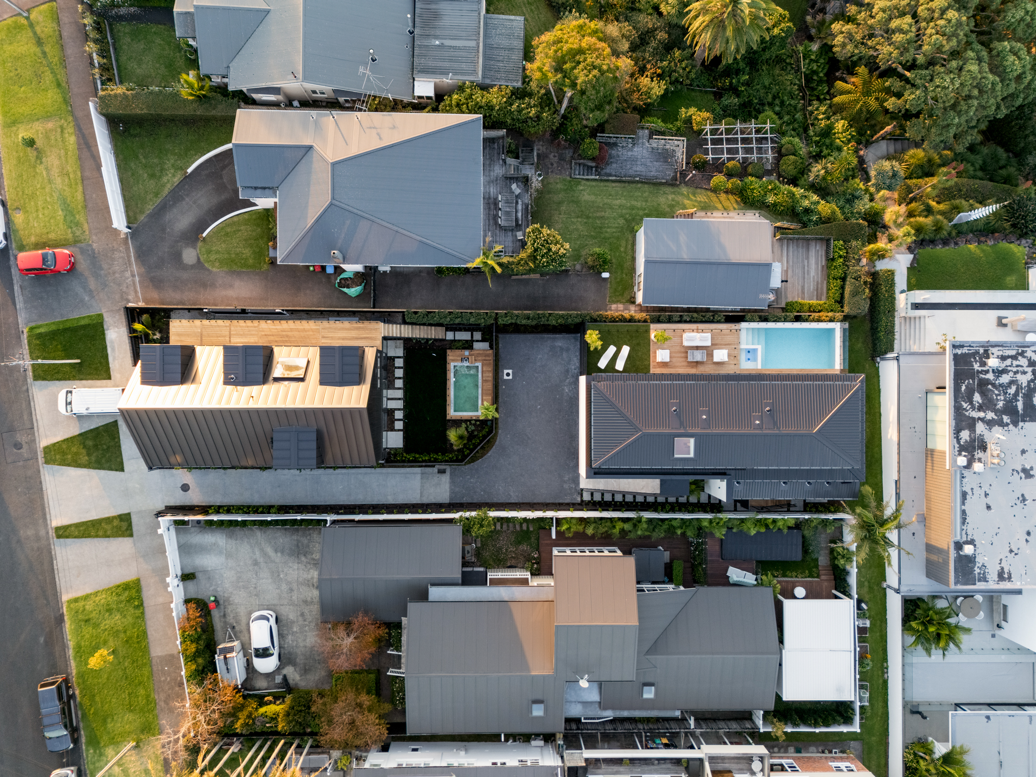 Aerial view of Westmere Auckland property within neighbourhood context.