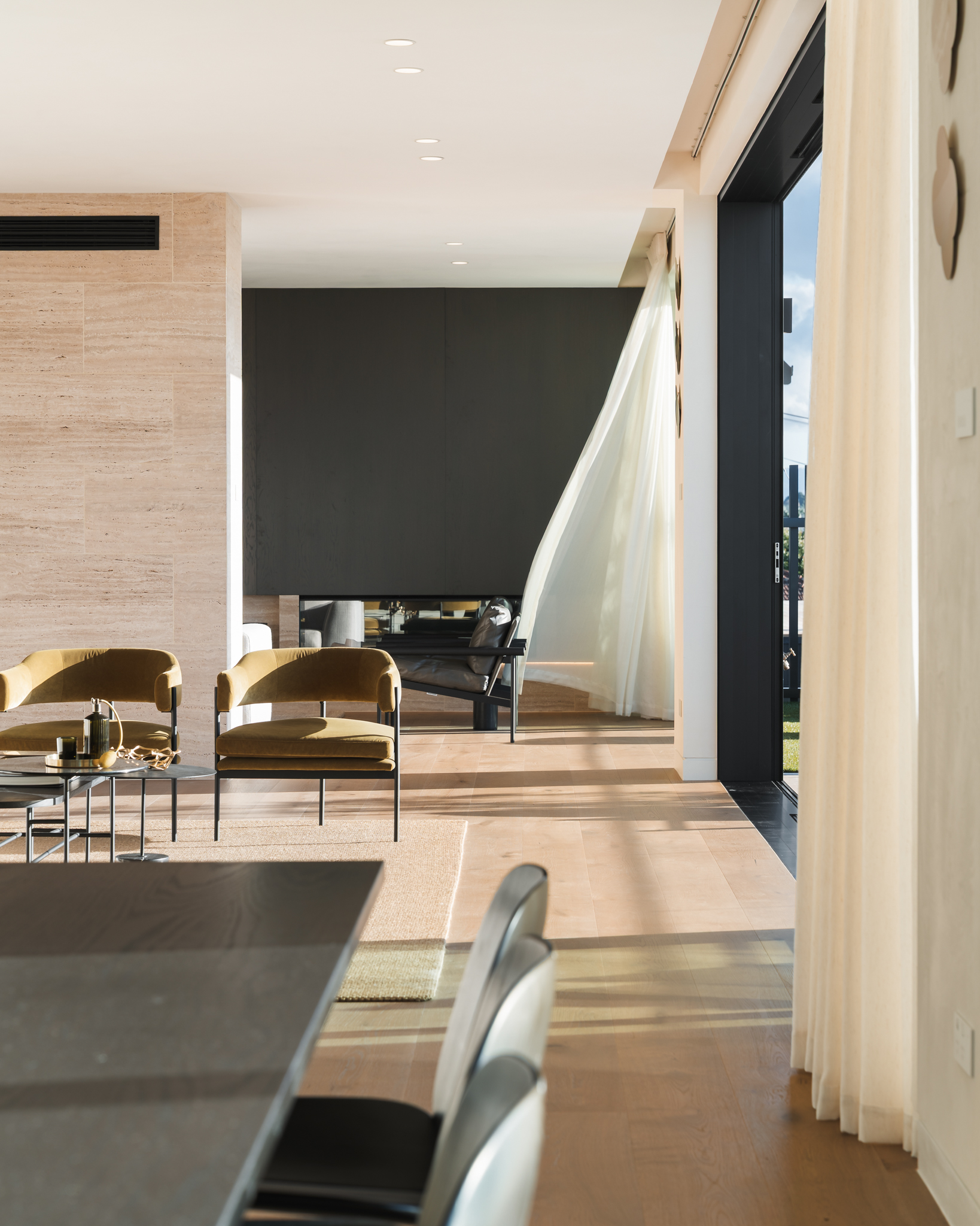 Westwood engineered oak flooring through living room and hallway, Westmere Auckland.