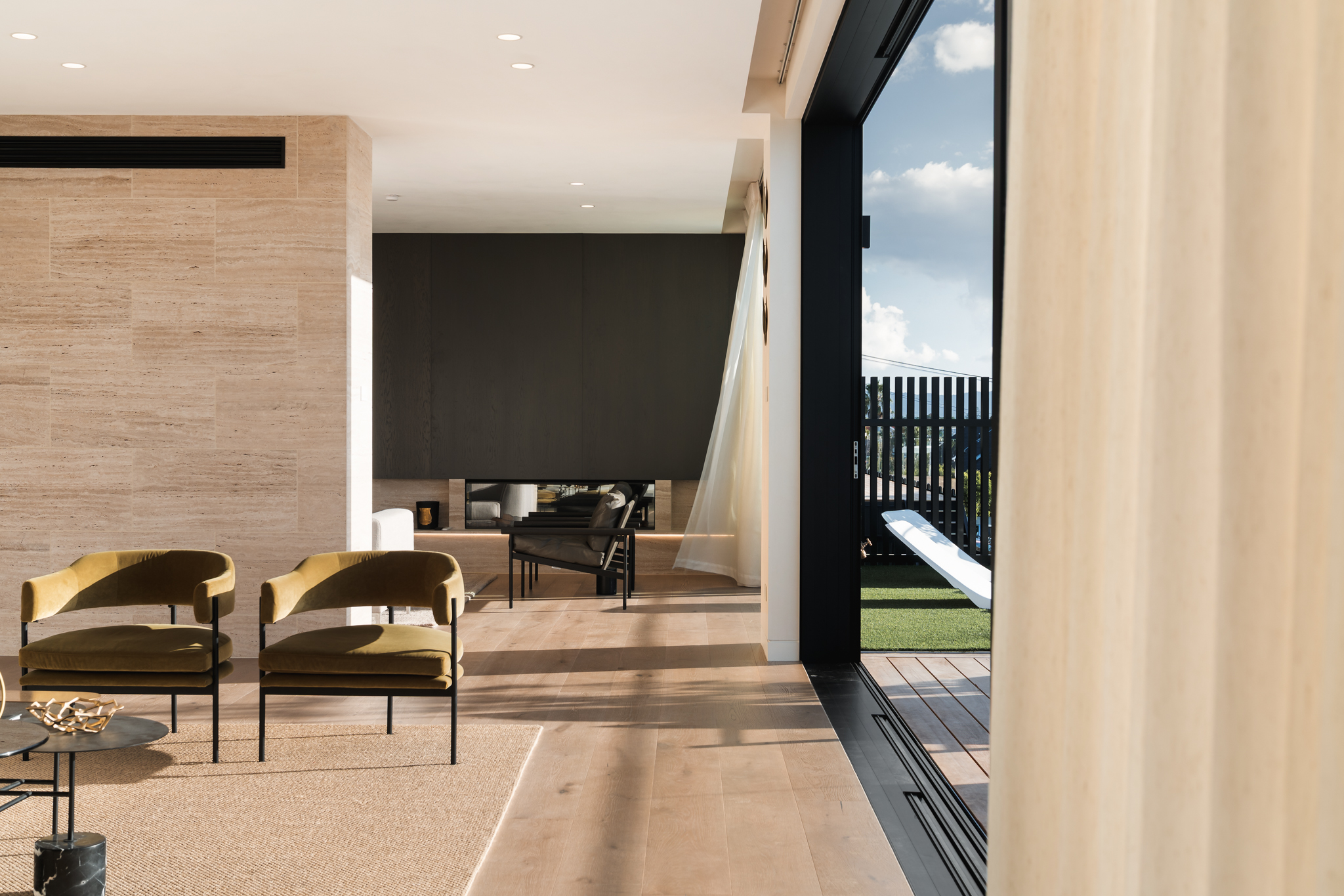 Westwood engineered European oak flooring beneath a sofa lounge setting, Westmere Auckland.