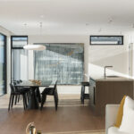 Westwood engineered European oak flooring in an open-plan kitchen and dining area, Westmere Auckland.
