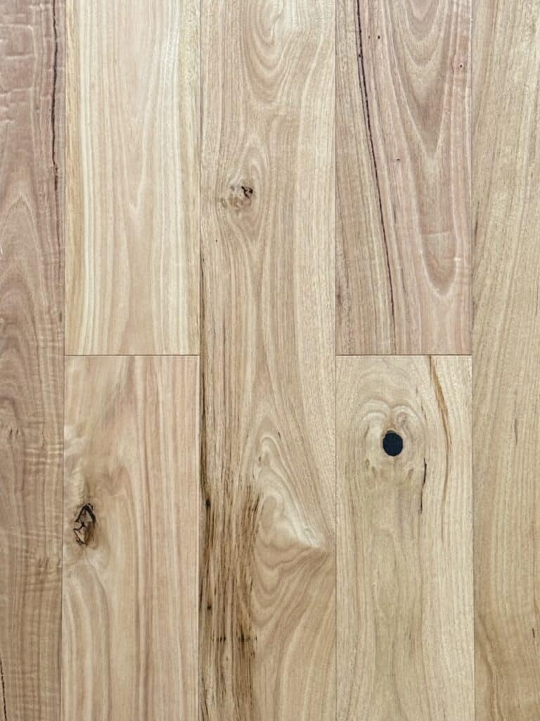 Australian Blackbutt engineered timber flooring, warm golden-honey tone, matte natural lacquer, wide plank