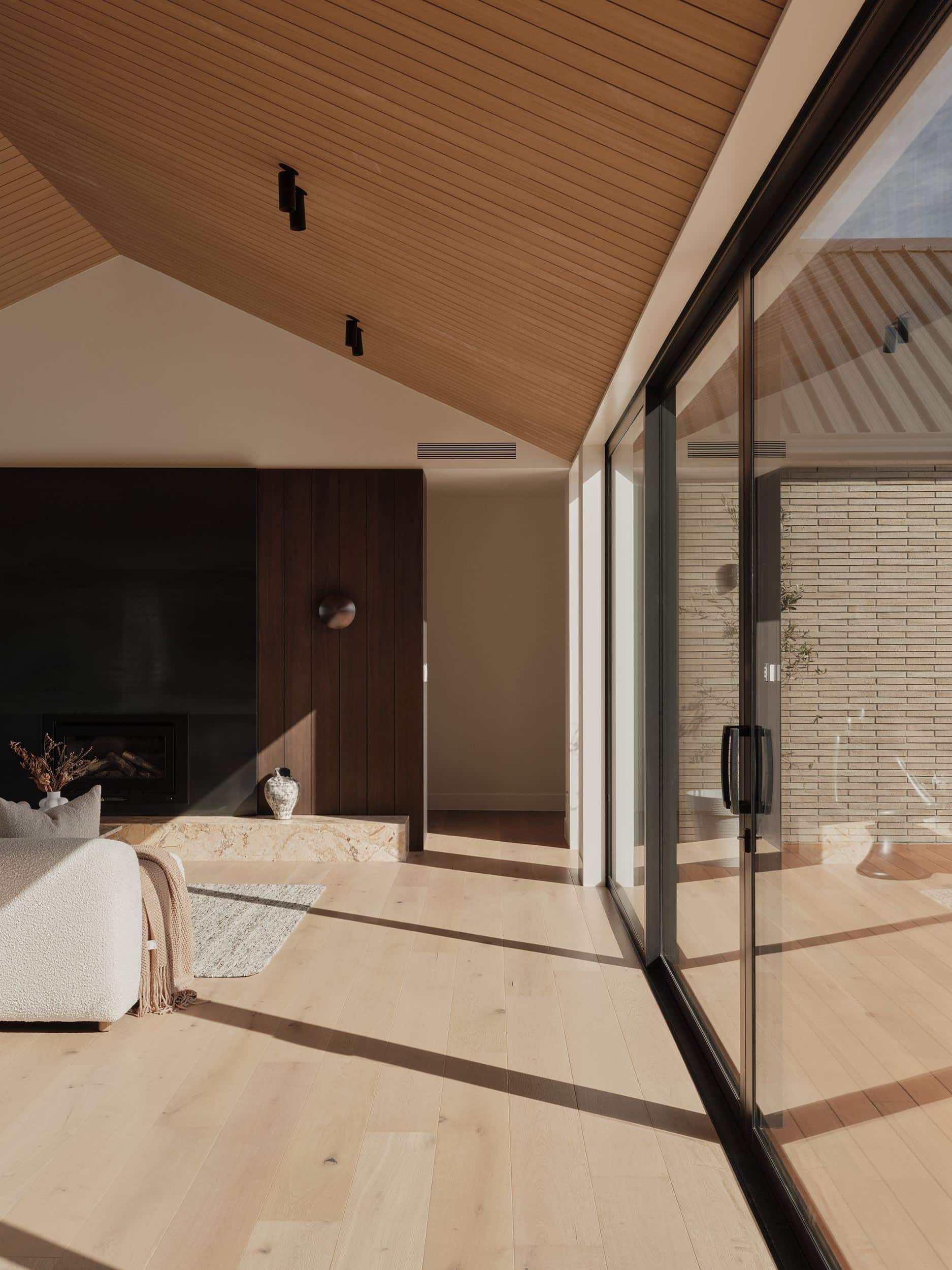 Conde oak flooring in a rural Taupaki home